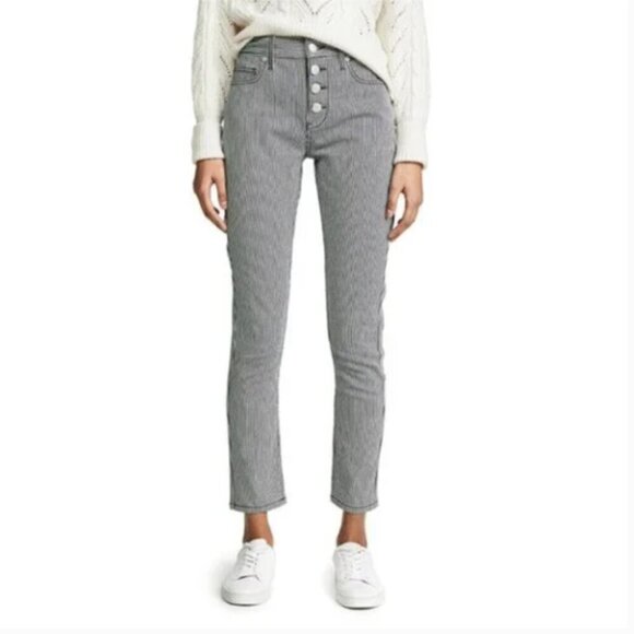 Joie Denim - Joie Aerindis Cadet Stripe High Waist Button Fly Straight Crop Jean 30